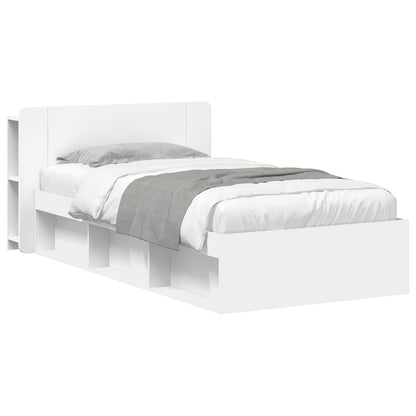 Bedframe met opslag met hoofdeinde Wit 90 x 190 cm Bewerkt hout