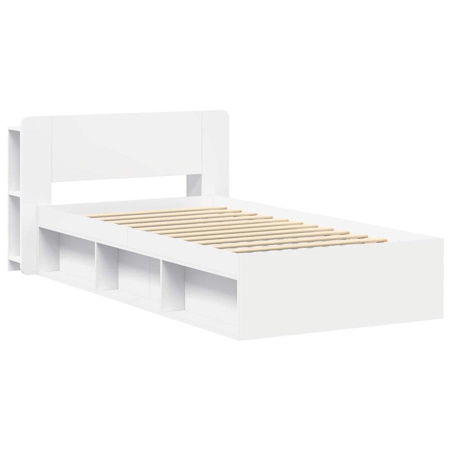 Bedframe met opslag met hoofdeinde Wit 90 x 190 cm Bewerkt hout