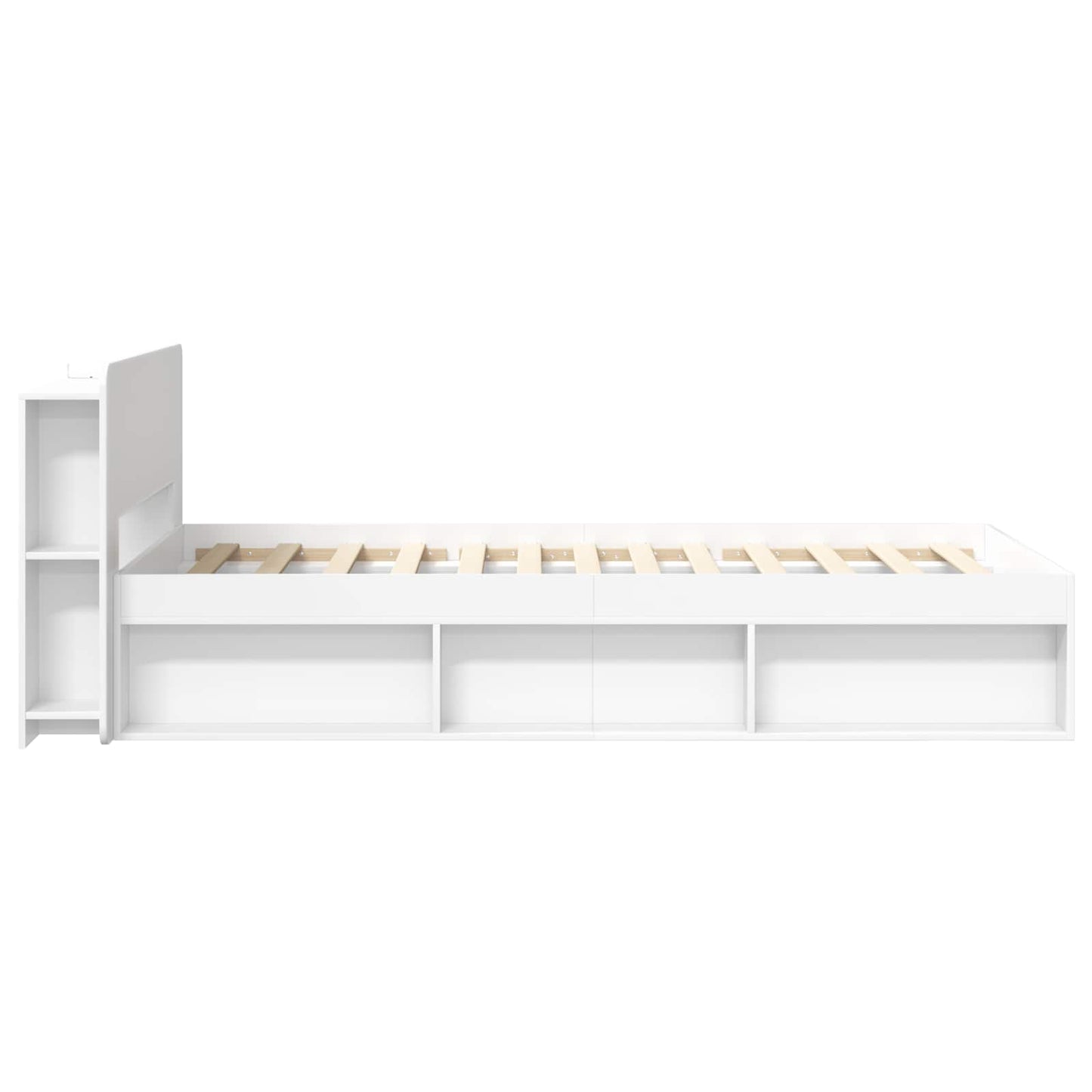 Bedframe met opslag met hoofdeinde Wit 90 x 190 cm Bewerkt hout