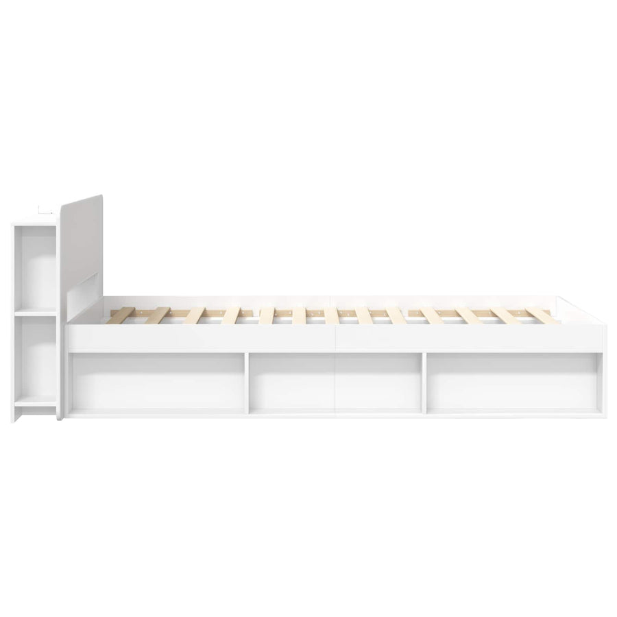 Bedframe met opslag met hoofdeinde Wit 90 x 190 cm Bewerkt hout