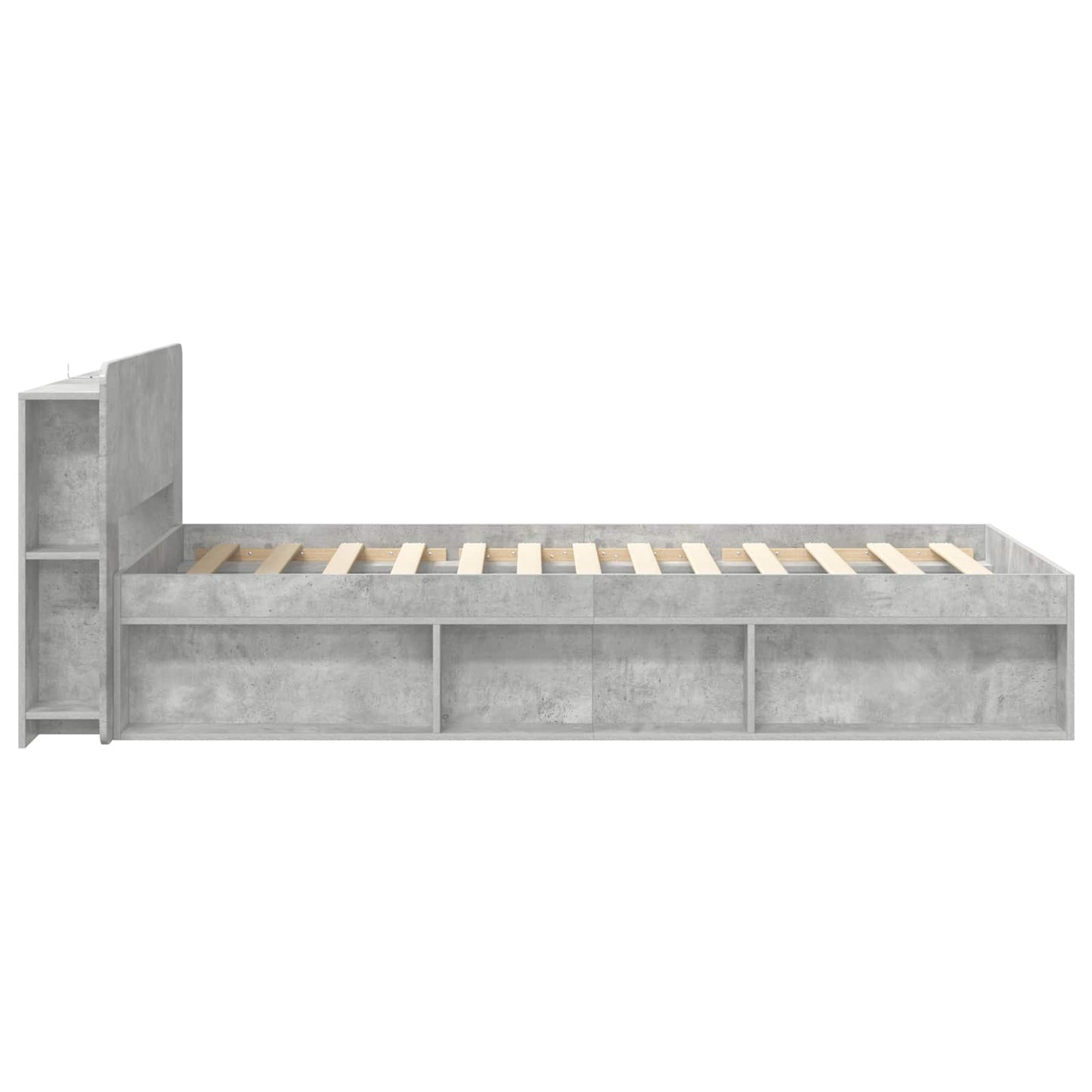 Bedframe met opslag Betongrijs 100 x 200 cm Bewerkt hout