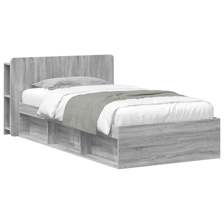 Bedframe met opslag Grijs Sonoma 100 x 200 cm Bewerkt hout