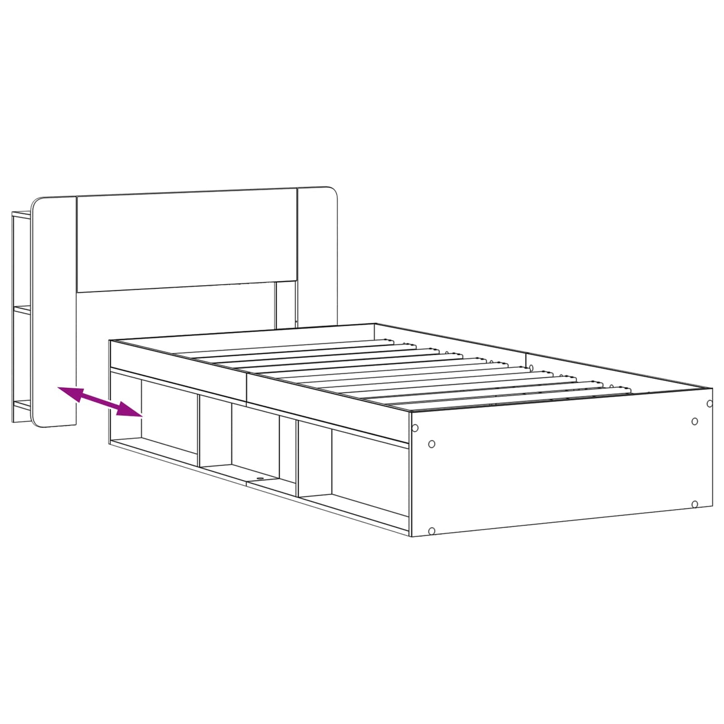 Bedframe met opslag Gerookt eiken 100 x 200 cm Bewerkt hout