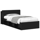 Bed Frame with Storage Black 90 x 200 cm Engineered Wood