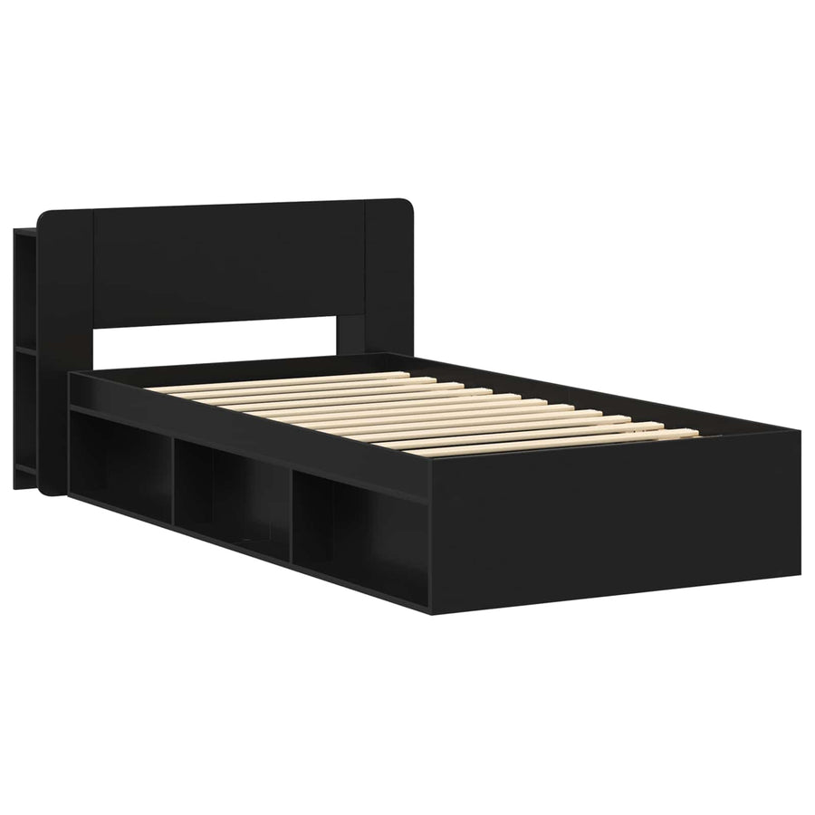 Bedframe met opslag Zwart 90 x 200 cm Bewerkt hout