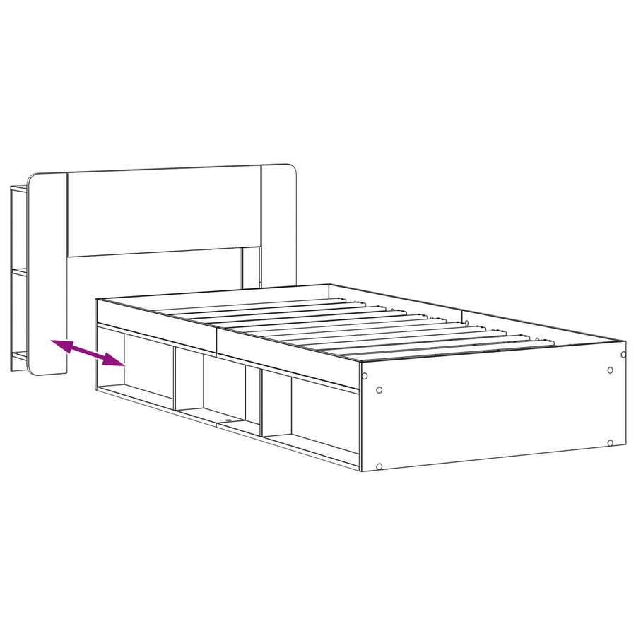 Bedframe met opslag Zwart 90 x 200 cm Bewerkt hout
