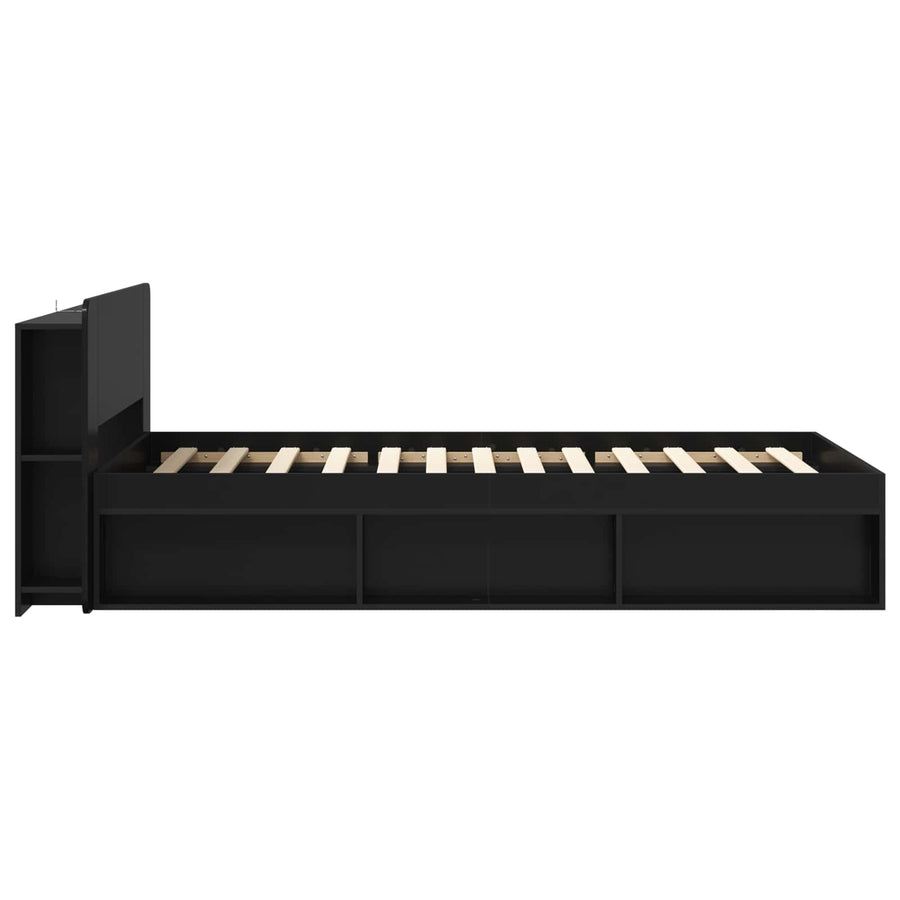 Bedframe met opslag Zwart 90 x 200 cm Bewerkt hout