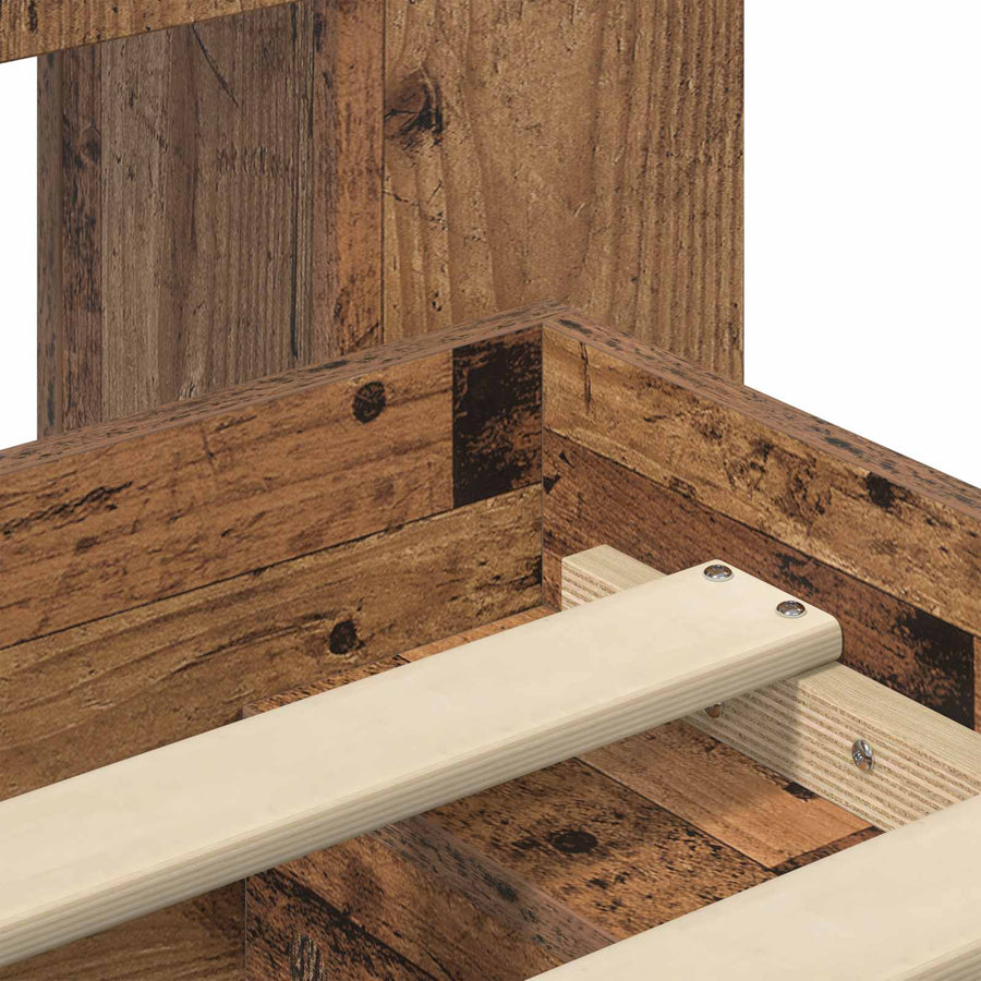 Bedframe met opslag Oud hout 90 x 200 cm Bewerkt hout
