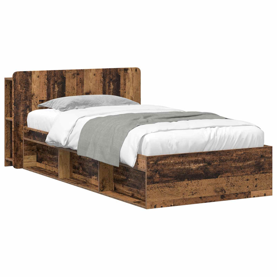 Bedframe met opslag Oud hout 90 x 200 cm Bewerkt hout
