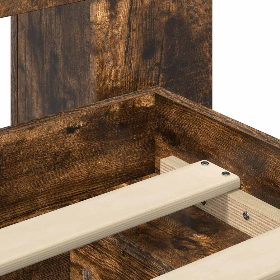 Bedframe met opslag Gerookt eiken 90 x 200 cm Bewerkt hout