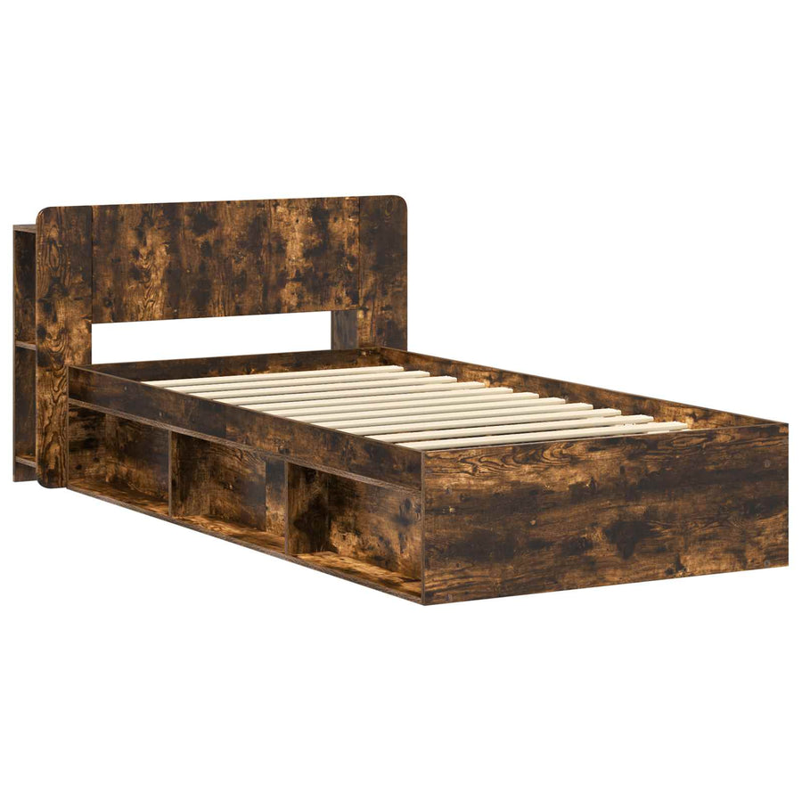 Bedframe met opslag Gerookt eiken 90 x 200 cm Bewerkt hout