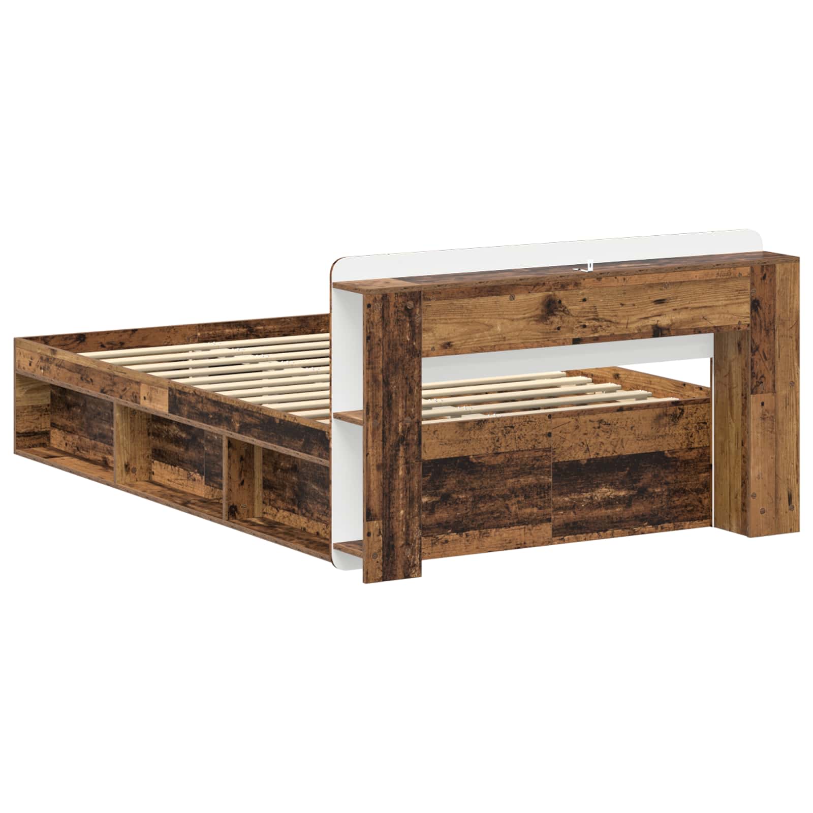 Bedframe met opslag Oud hout 120 x 190 cm Bewerkt hout
