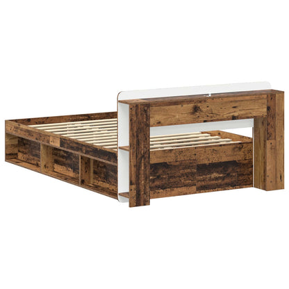 Bedframe met opslag Oud hout 120 x 190 cm Bewerkt hout