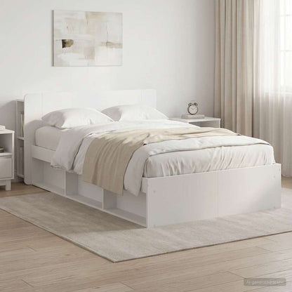 Bedframe met opslag Wit 120 x 190 cm Bewerkt hout