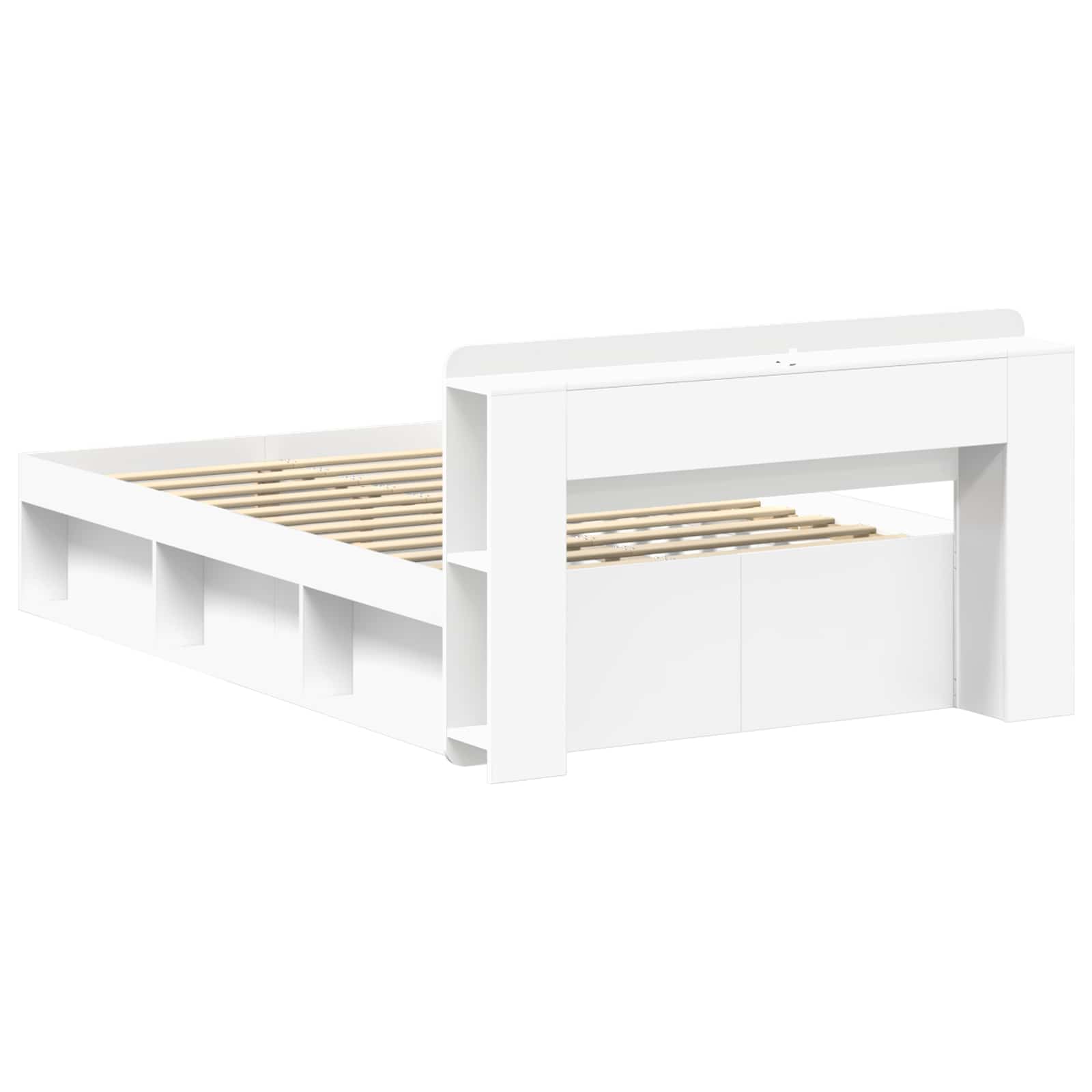 Bedframe met opslag Wit 120 x 190 cm Bewerkt hout