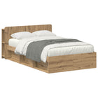 Bedframe 120x200 cm bewerkt hout Artisanaal eiken