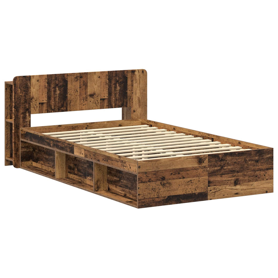 Bedframe met opslag Oud hout 120 x 200 cm Bewerkt hout