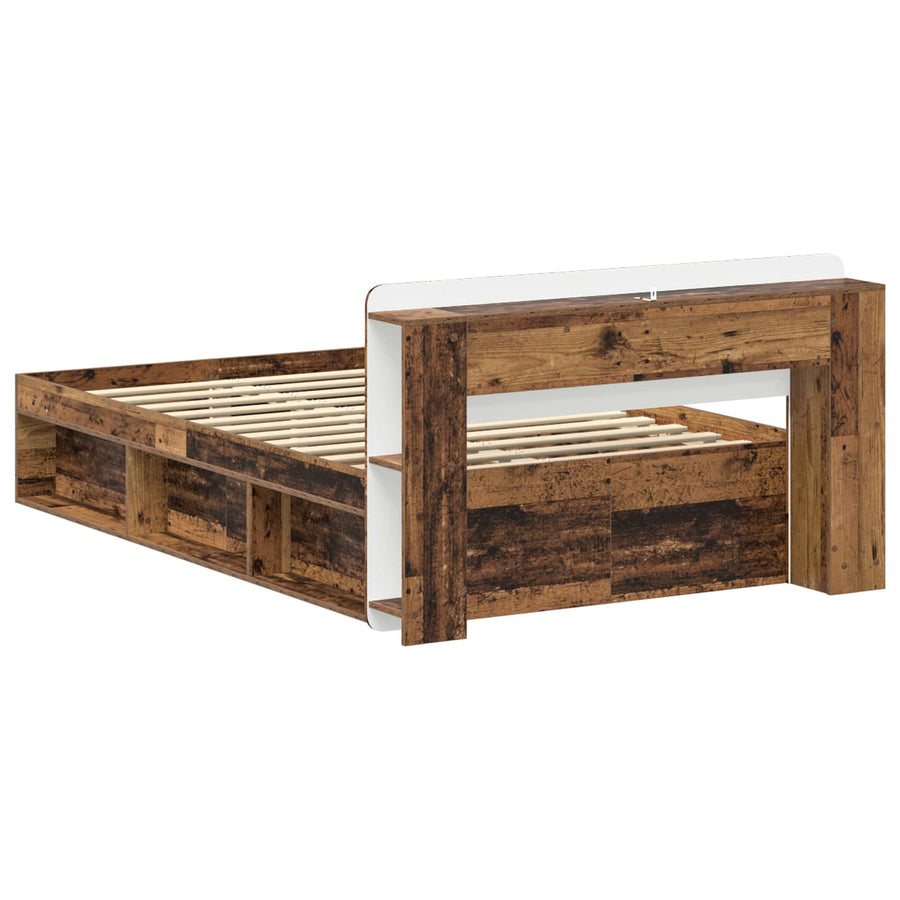 Bedframe met opslag Oud hout 120 x 200 cm Bewerkt hout