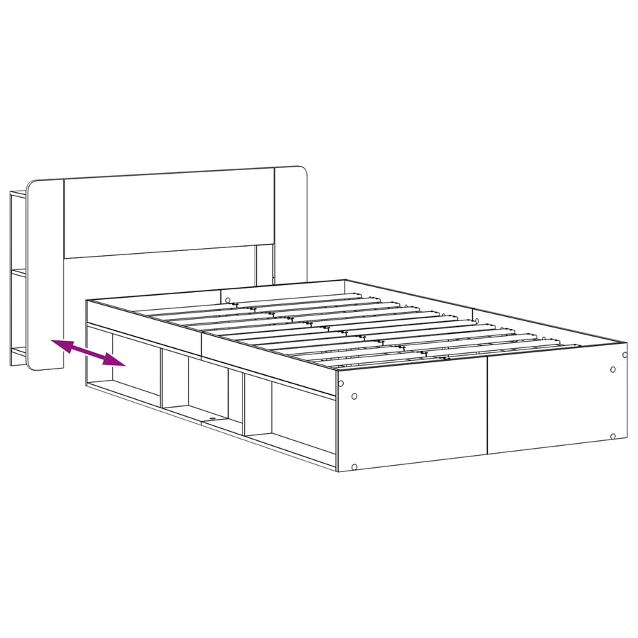 Bedframe met opslag Oud hout 120 x 200 cm Bewerkt hout