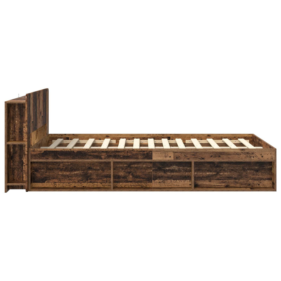Bedframe met opslag Oud hout 120 x 200 cm Bewerkt hout