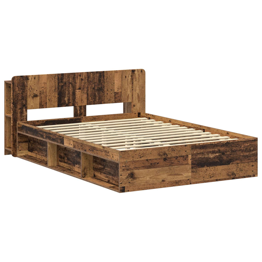 Bedframe met opslag Oud hout 135 x 190 cm Bewerkt hout