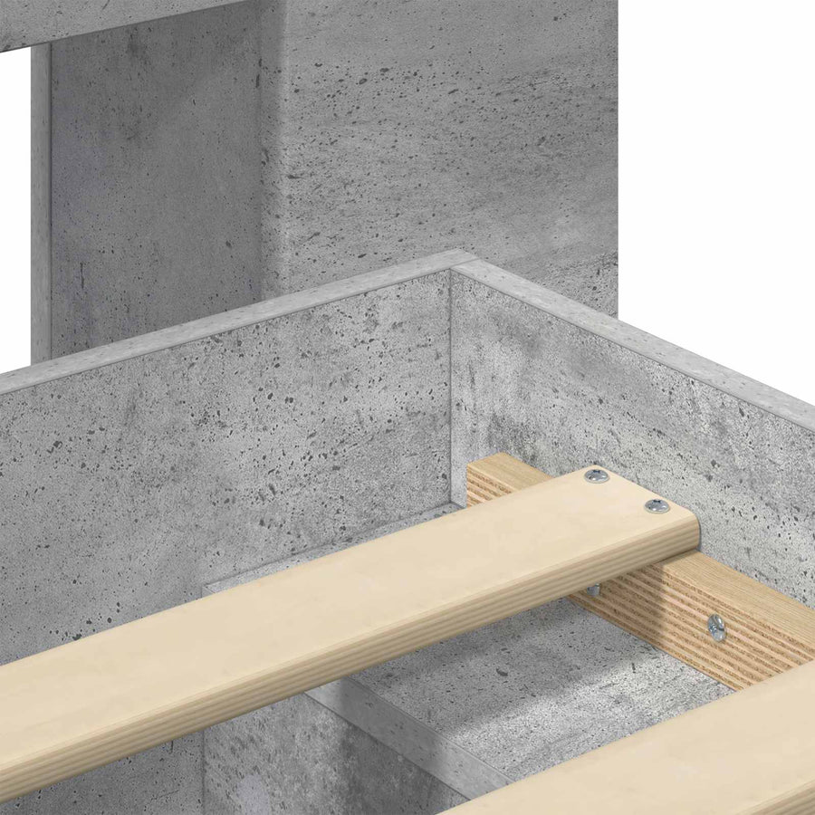 Bedframe met opslag Betongrijs 140 x 190 cm Bewerkt hout