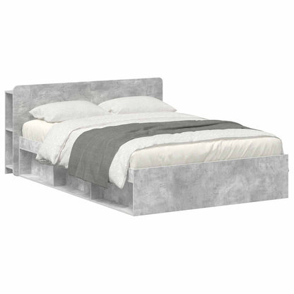 Bedframe met opslag Betongrijs 140 x 190 cm Bewerkt hout