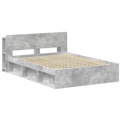 Bedframe met opslag Betongrijs 140 x 190 cm Bewerkt hout