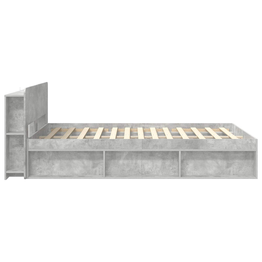 Bedframe met opslag Betongrijs 140 x 190 cm Bewerkt hout
