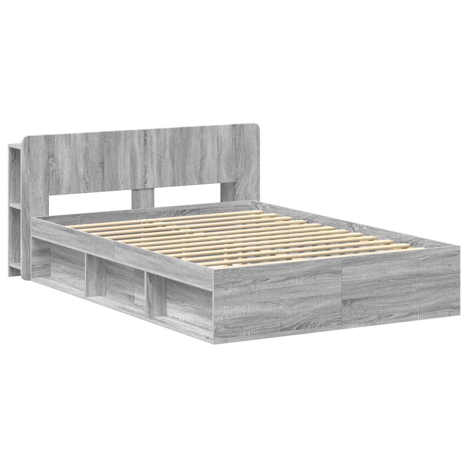 Bedframe met opslag Grijs Sonoma 140 x 190 cm Bewerkt hout