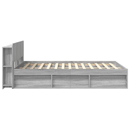 Bedframe met opslag Grijs Sonoma 140 x 190 cm Bewerkt hout