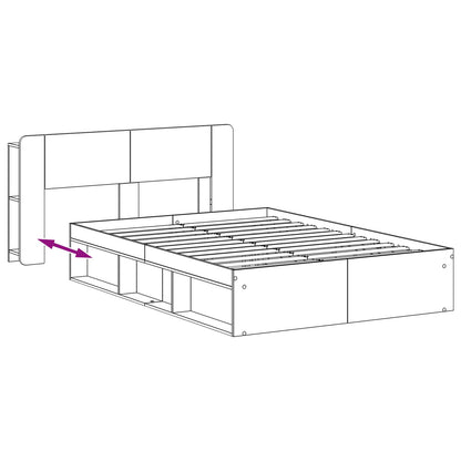 Bedframe met opslag Gerookt eiken 140 x 190 cm Bewerkt hout
