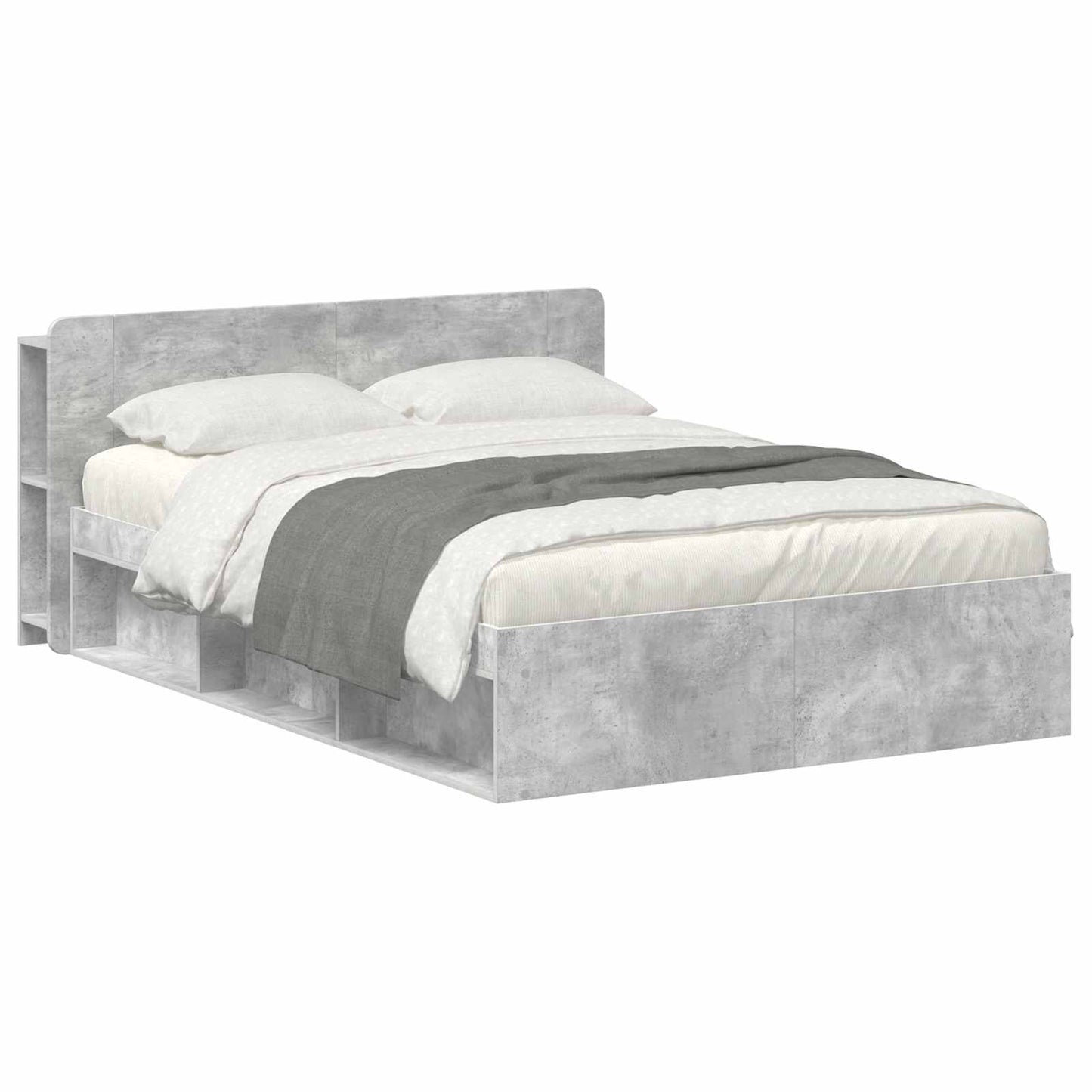 Bedframe met opslag Betongrijs 140 x 200 cm Bewerkt hout
