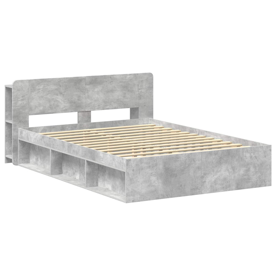 Bedframe met opslag Betongrijs 140 x 200 cm Bewerkt hout