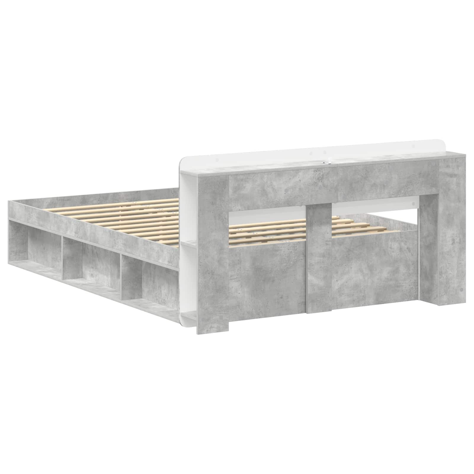Bedframe met opslag Betongrijs 140 x 200 cm Bewerkt hout