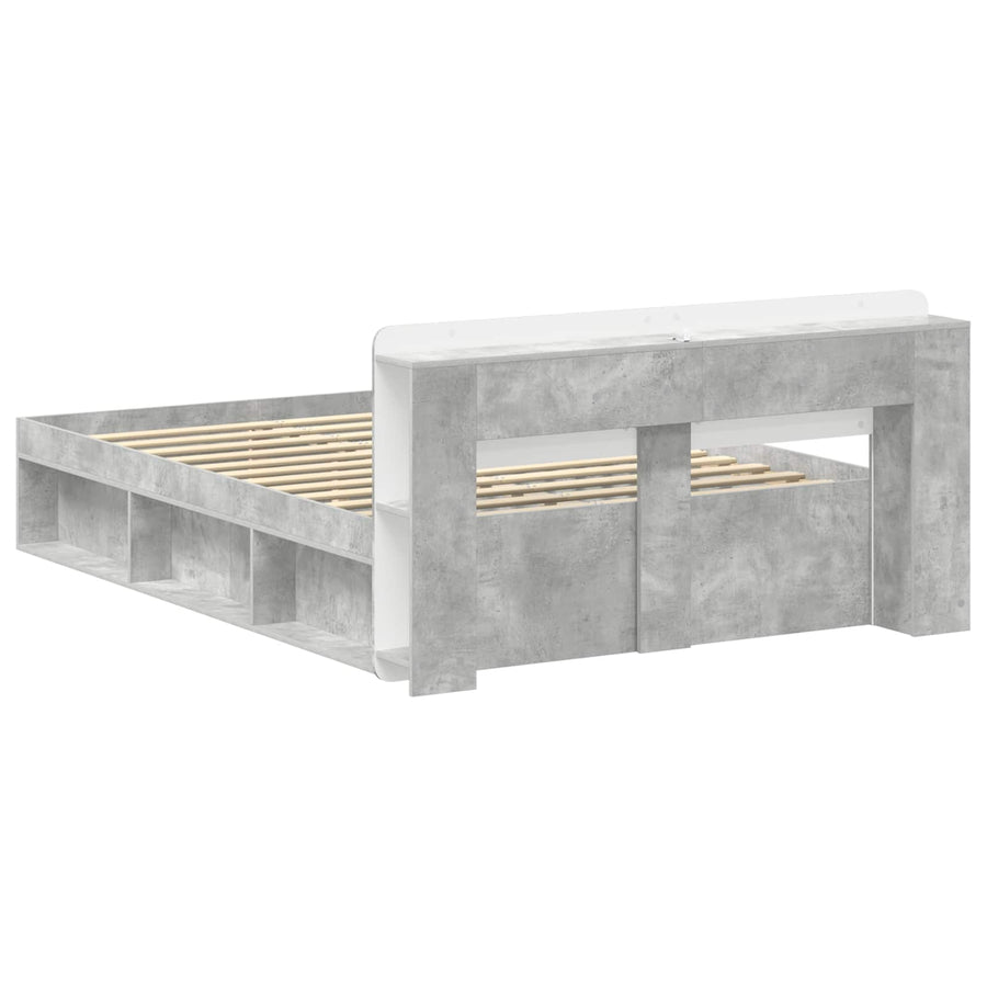 Bedframe met opslag Betongrijs 140 x 200 cm Bewerkt hout