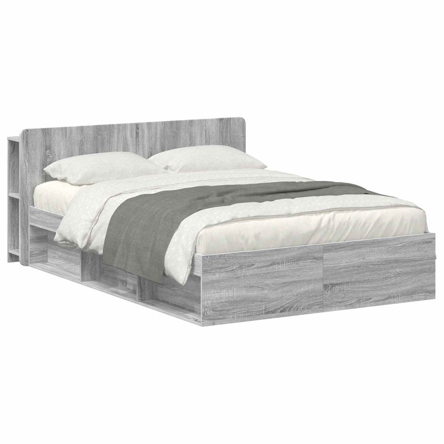 Bedframe met opslag Grijs Sonoma 140 x 200 cm Bewerkt hout