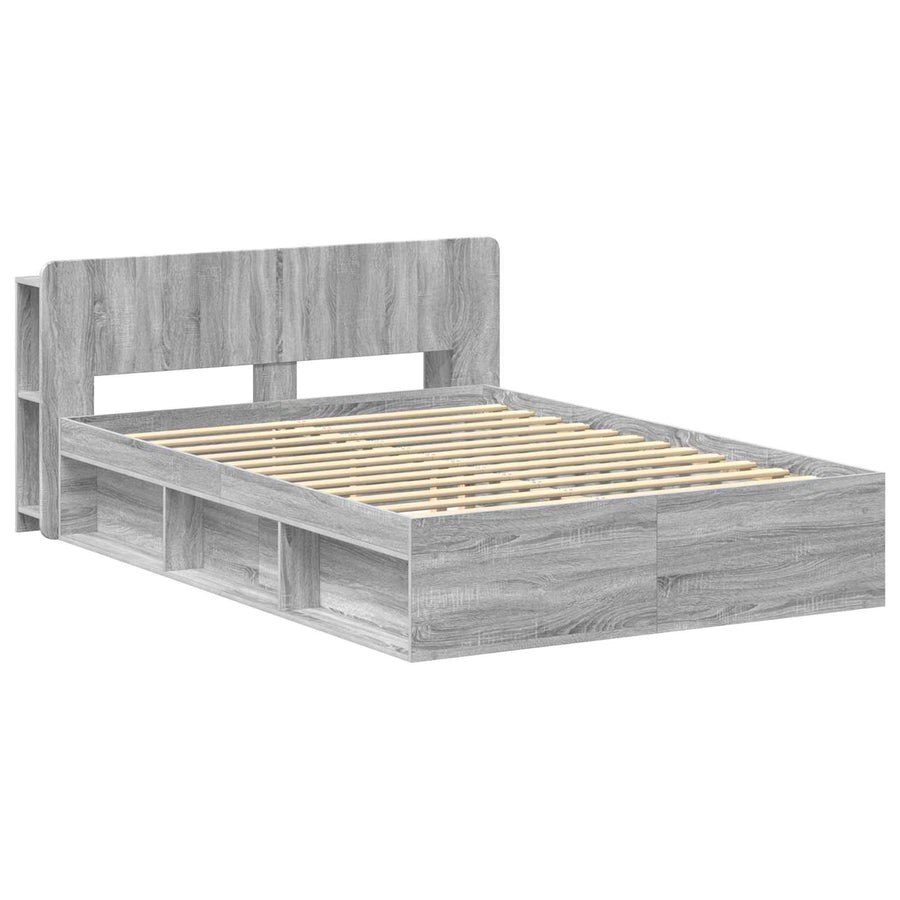 Bedframe met opslag Grijs Sonoma 140 x 200 cm Bewerkt hout
