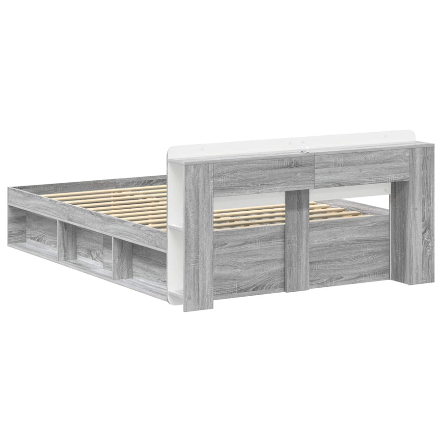 Bedframe met opslag Grijs Sonoma 140 x 200 cm Bewerkt hout