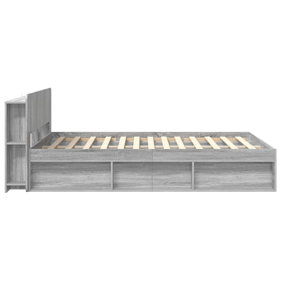 Bedframe met opslag Grijs Sonoma 140 x 200 cm Bewerkt hout