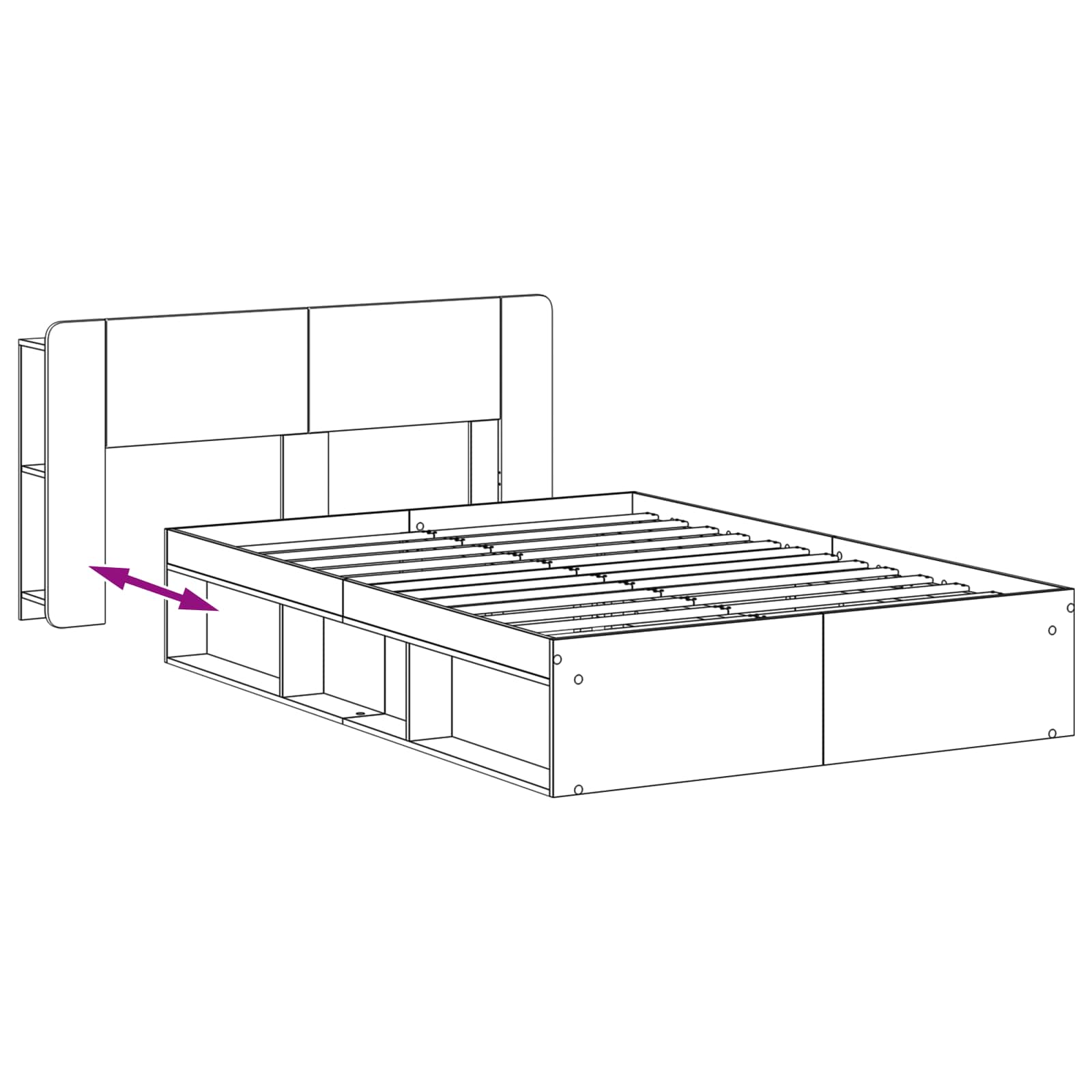 Bedframe met opslag Gerookt eiken 140 x 200 cm Bewerkt hout