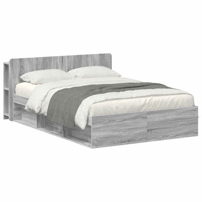 Bedframe met opslag Grijs Sonoma 150 x 200 cm Bewerkt hout