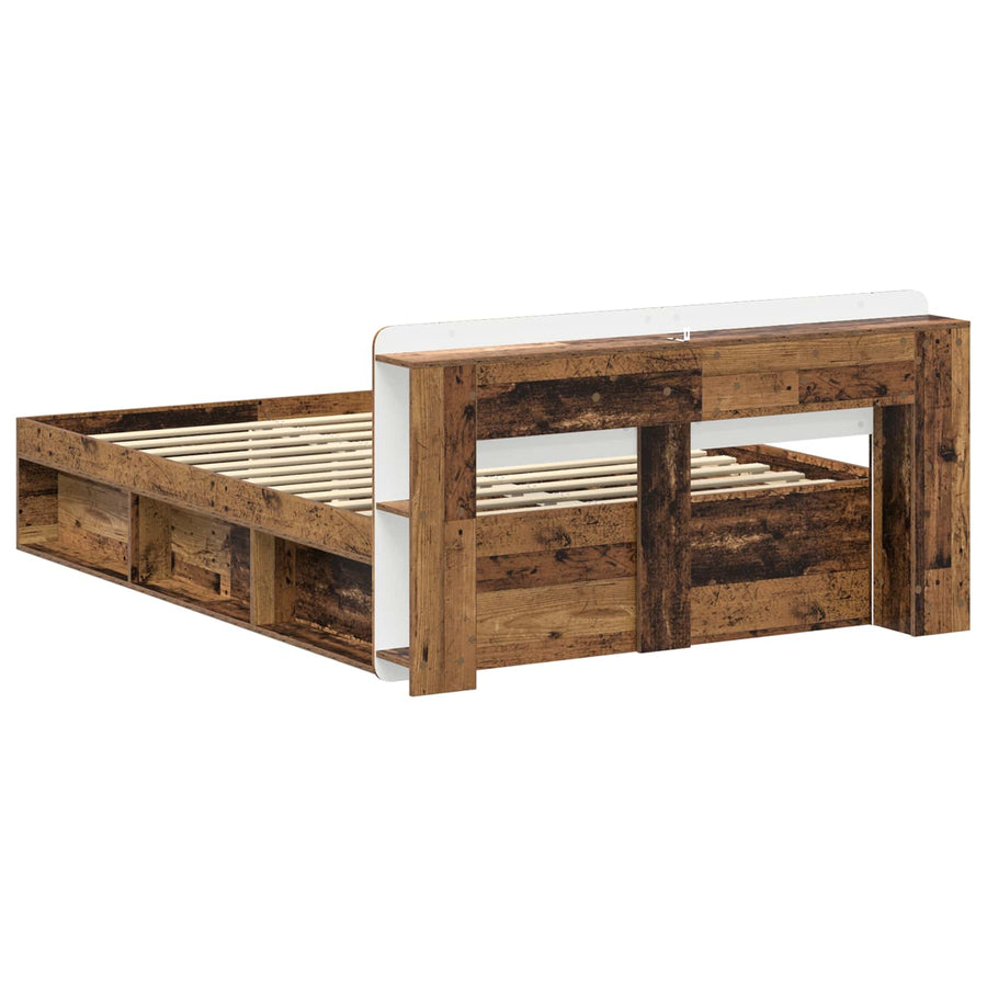 Bedframe met opslag Oud hout 150 x 200 cm Bewerkt hout