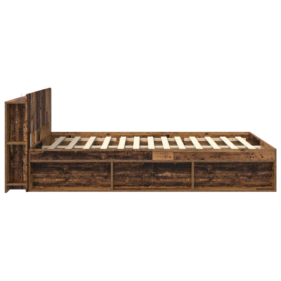 Bedframe met opslag Oud hout 150 x 200 cm Bewerkt hout