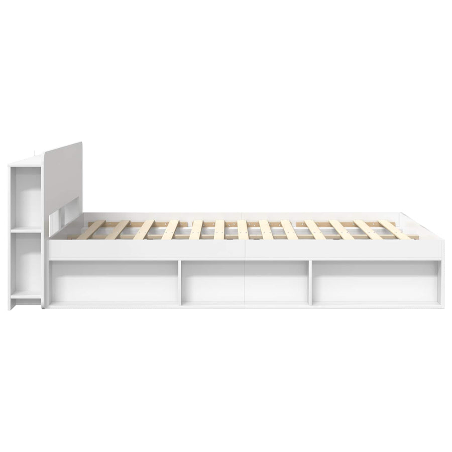 Bedframe met opslag Wit 150 x 200 cm Bewerkt hout