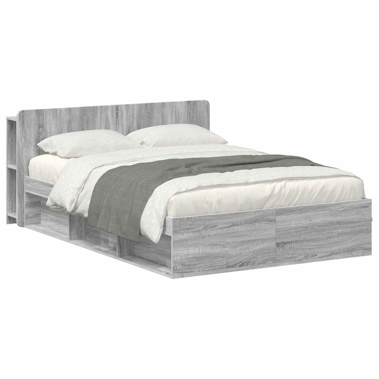 Bedframe met opslag Grijs Sonoma 160 x 200 cm Bewerkt hout