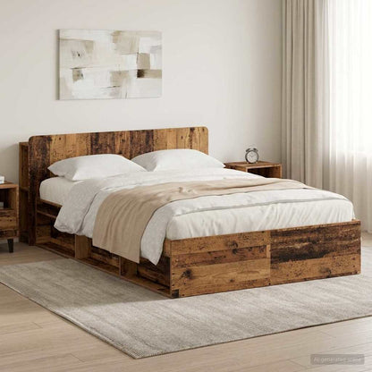Bedframe met opslag Oud hout 160 x 200 cm Bewerkt hout