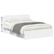 Bedframe 160x200 cm wit bewerkt hout met opbergruimte