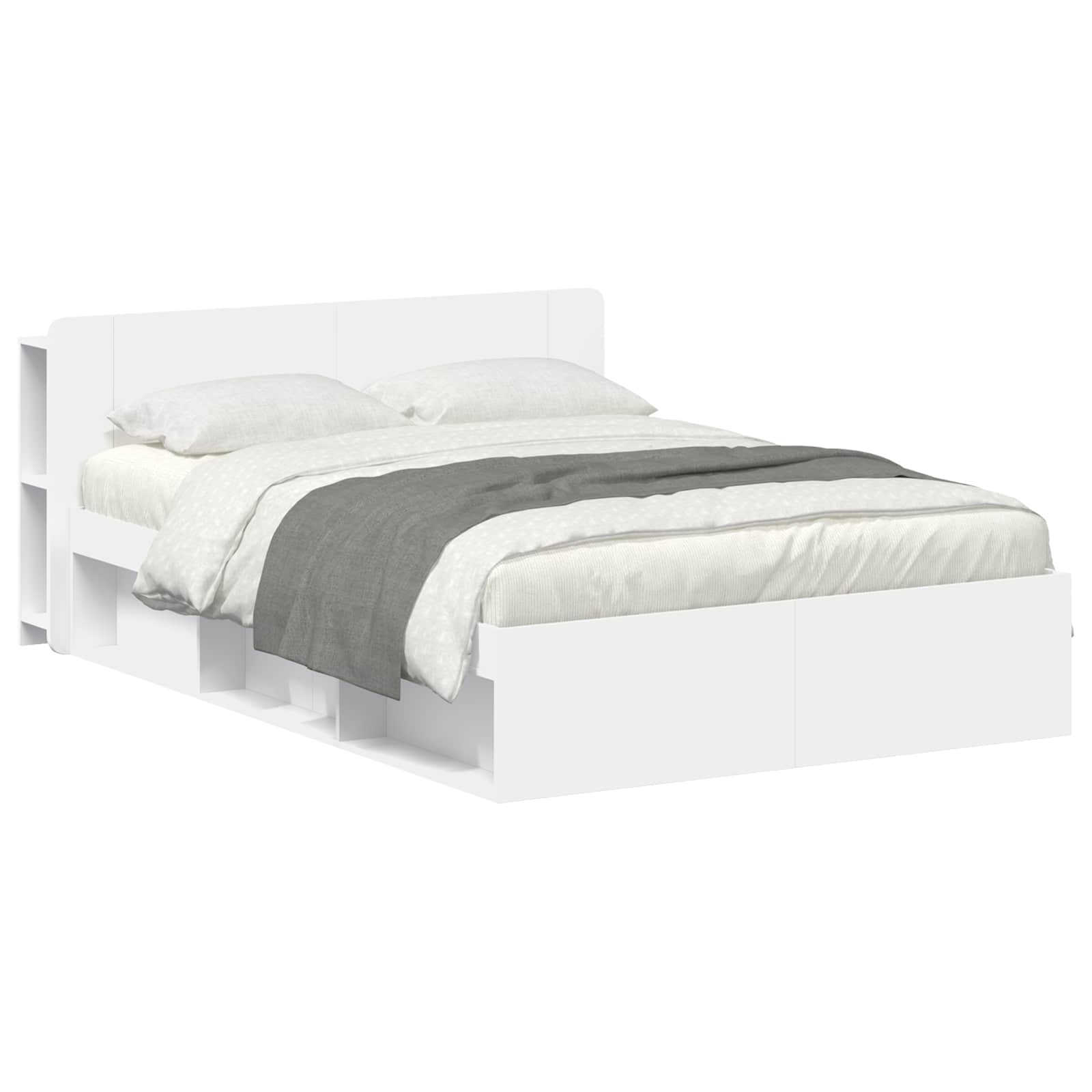 Bedframe met opslag Wit 160 x 200 cm Bewerkt hout