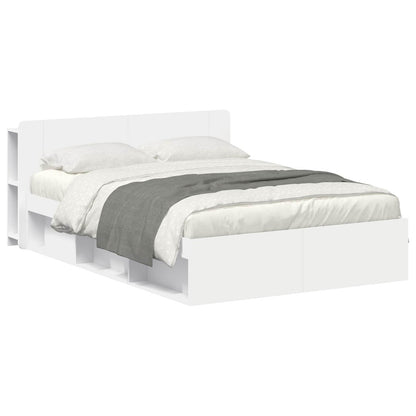 Bedframe met opslag Wit 160 x 200 cm Bewerkt hout